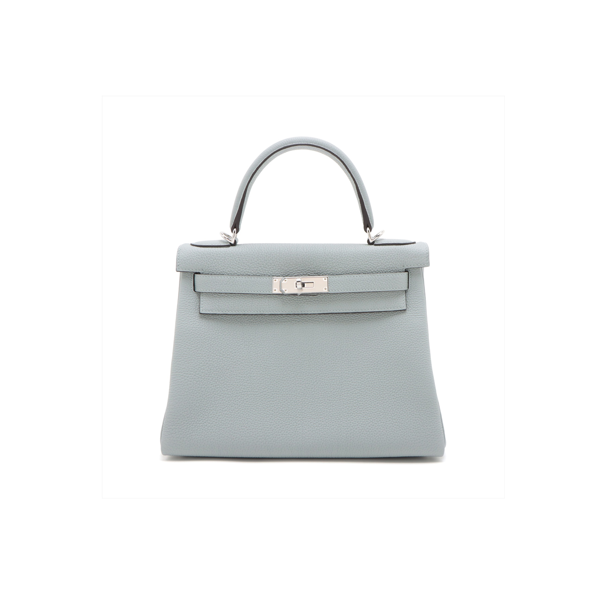 HERMÈS KELLY 28 TOGO BLUE GLACIER SILVER METAL FITTINGS (28*22*10cm)